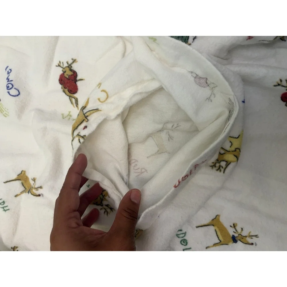 Vintage Pottery Barn Rudolph Reindeer Sheet Set Twin Size Cotton Rare Christmas